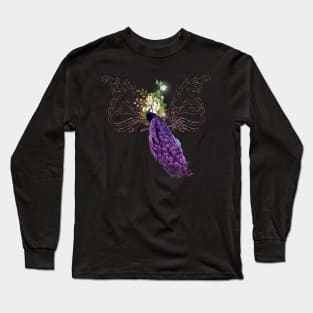 Wonderful elegant peacock with flowers Long Sleeve T-Shirt